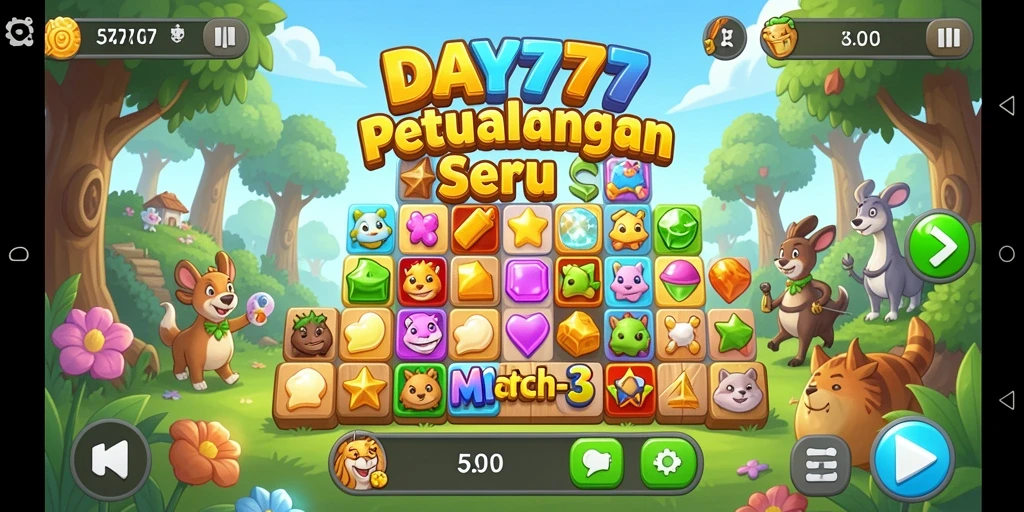 Tampilan gameplay DAY777 yang penuh warna dan menarik.