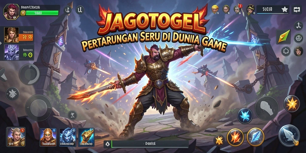 Tampilan gameplay seru dalam JAGOTOGEL saat karakter bertarung.