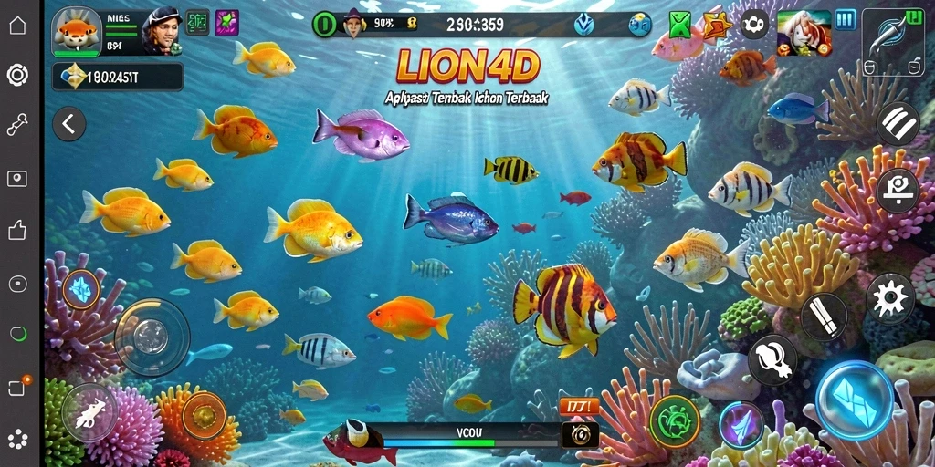Screenshot gameplay LION4D menampilkan aksi tembak ikan yang seru.