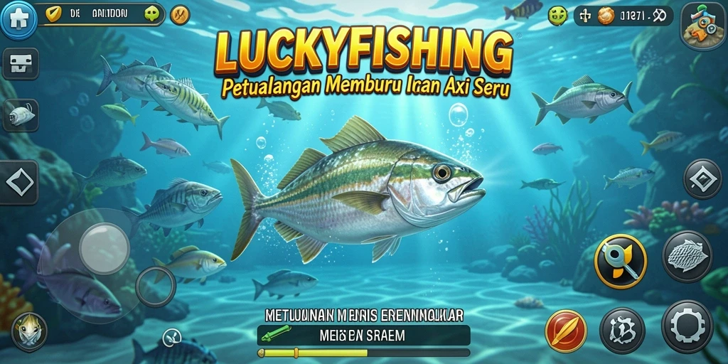 Tangkapan ikan yang menegangkan dalam gameplay LUCKYFISHING.