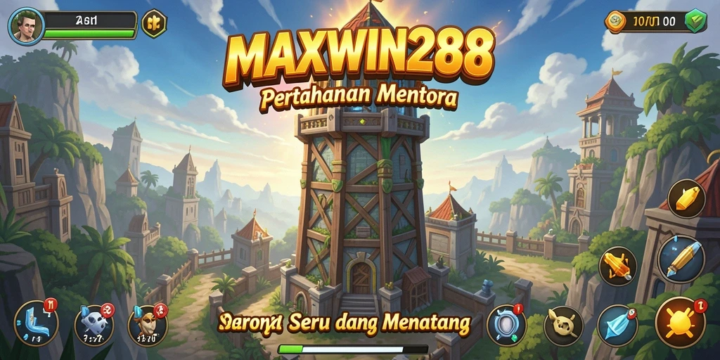 Tampilan gameplay seru dari MAXWIN288 dengan menara yang beragam.