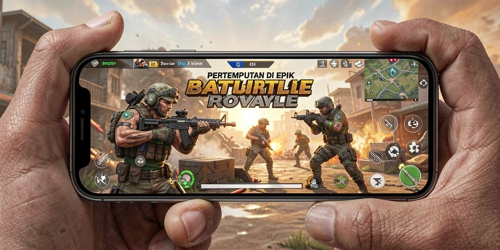 Screenshot gameplay RP62RP yang menunjukkan aksi Battle Royale yang mendebarkan.