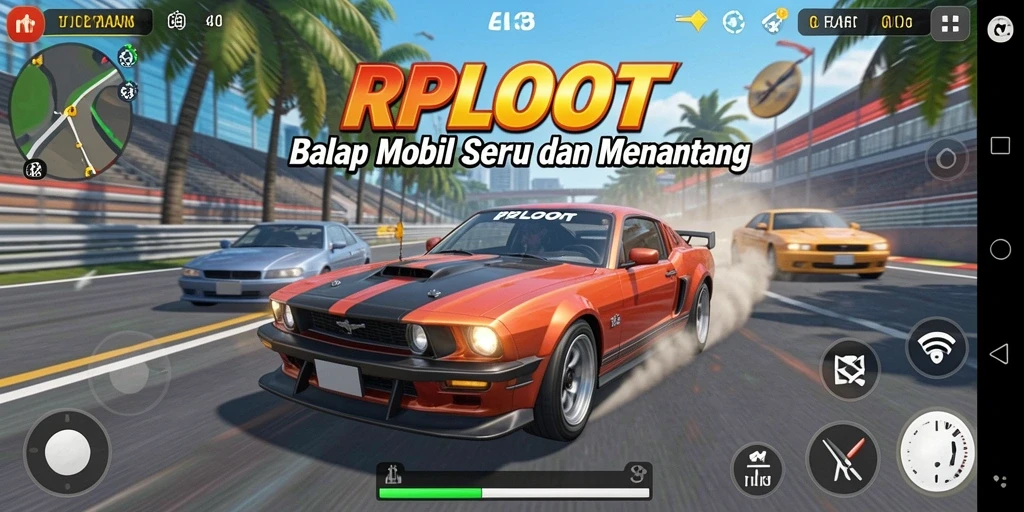Gameplay seru balapan di lintasan dengan mobil berkualitas.